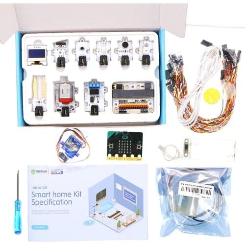 For micro:bit Smart Home Kit with microbit Board,(TMP36 Temperature Sensor, Sound /Crash Sensor, Servo, Motor.,ect),MB0017