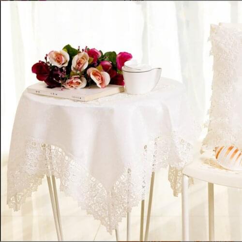 EMDKONIEuropean style rectangular table cloth cover luxury embroidered lace solid color household table cloth dust cover