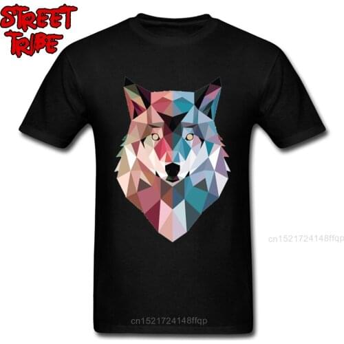 Custom T Shirts Men Geometric Fox T-shirt Vaporwave Plaid Tops & Tees 100% Cotton Summer Black Clothes Adult Math Tshirt Fitness