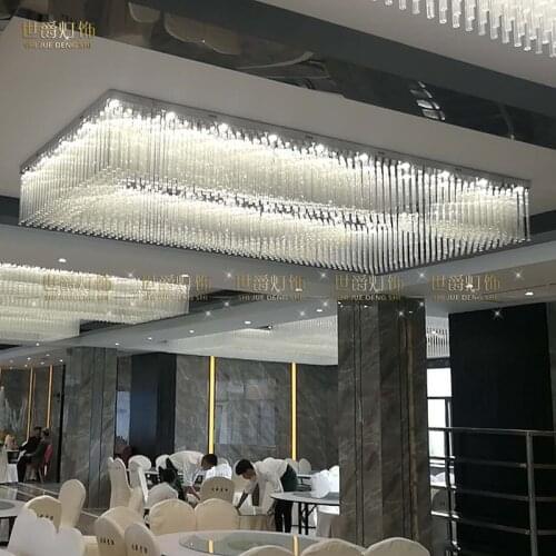 Hotel engineering crystal lamp rectangular lobby hall banquet hall sales department corridor corridor aisle large custom lamps
