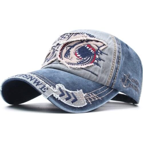 Shark Embroidery Cotton Casquette Baseball Cap Adjustable Snapback Hats for Men and Women 184