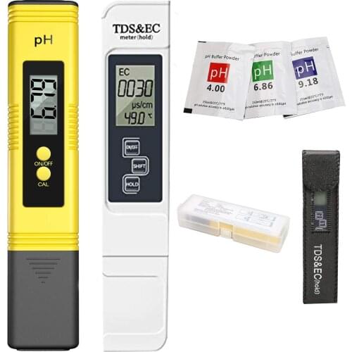 2Pcs TDS Meter Digital Water Tester Digital 0.0-14.0 PH Meter Tester 0-9990ppm TDS&EC LCD Water Purity PPM Aquarium Filter