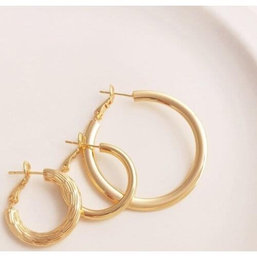 2PCS Fashion Charm Round Stud Earrings 14k Gold Plating High Quality DIY for Jewelry Findings Components Copper Accessories