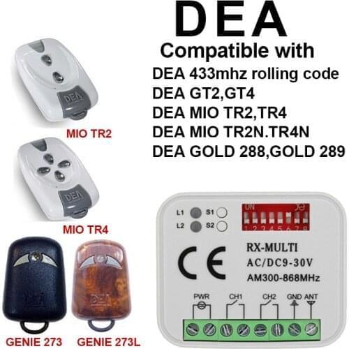 DEA GT2 GT4 gate contol garage door remote control receiver replacement DEA remote garage rolling code 433.92mhz