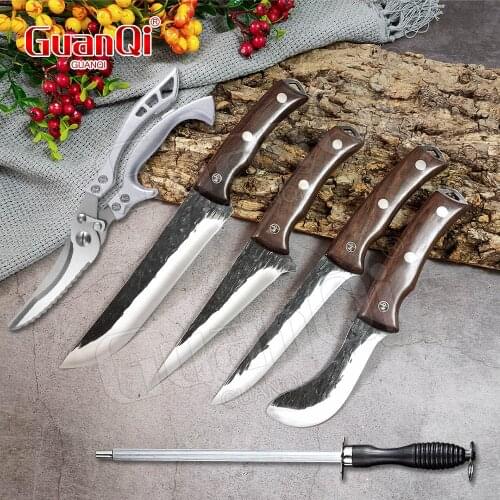Forged Stainless Steel Kitchen Cleaver Chef Knife Boning Knife Slaughter Special Knife for Pigs and Sheep Fish Slicing Knife