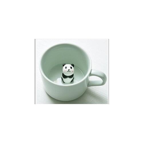 Creative small ceramic milk mug with animals cute cartoon three-dimensional coffee cup Heat-resistant Celadon cup Panda cat