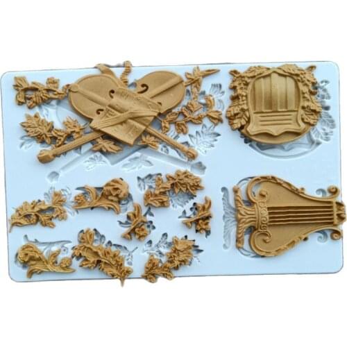 Musical Instruments Flower Molds Fondant Cakes Decorating Tools Silicone Sugarcrafts Chocolate Baking Tools Gumpaste Form K973
