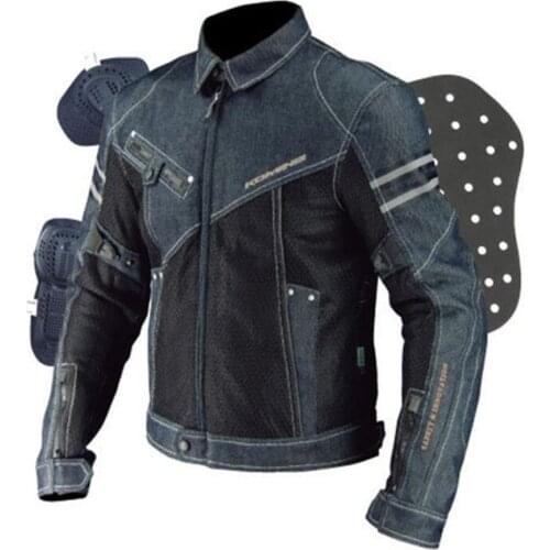 Mens For Komine Casual Denim Mesh Jersey Breathable Motorcycle Jacket Riding Shatter-resistant Suit Motorcycle Equipment Jeans