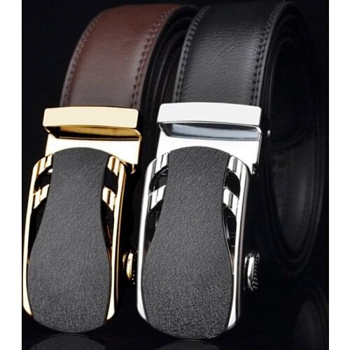 Sports car matte sand surface effect mens belt, genuine cowhide automatic buckle belt, mens business casual pants belt