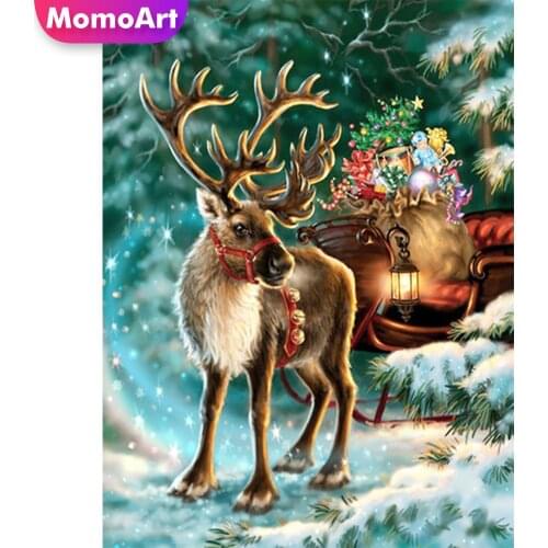 MomoArt 5D Diamond Painting Animal Kits Diamond Mosaic Sika Deer Cross Stitch Embroidery New Arrival Christmas Handmade Gift