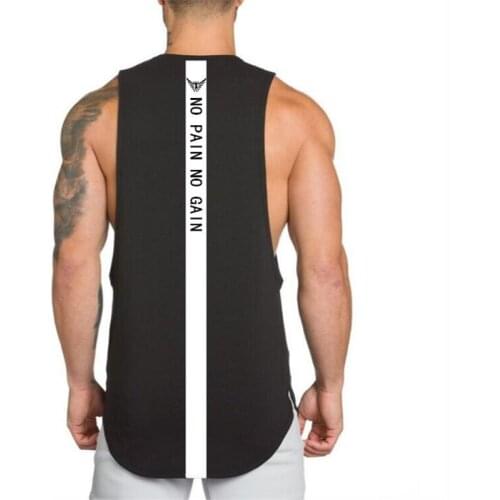 New 2019 Summer Running Vest Mens Fitness Clothing Bodybuilding Tank Top Mens No Pain No Gain Loose Sleeveless Shirt