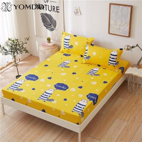 YOMDID New Printing Bed Mattress Cover Anti-slip dust Mattress Protector Pad Cover Cartoon Fitted Sheet Bed Linens with Elastic