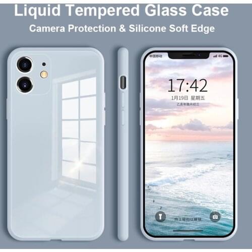 Original Tempered Glass Phone Case for iPhone 11 12 Pro Max X XS Max XR 7 8 Plus SE 2020 12mini Shockproof Silicone Bumper Cover