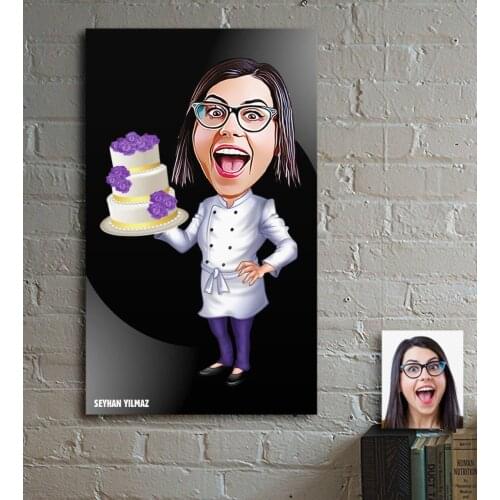 Personalized Women 'S Pastry Chef Cartoon Wooden Table-1