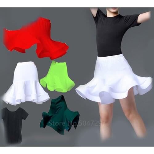 4Colors Kids Latin Dance Dress Practice Dresses Latin Performance for Women Girls Spandex Competition Examination Dance Skirt