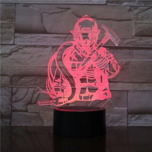 Fireman 3D LED Modeling USB Night Lights Creative Firefighter Table Lamp Home Decor 7 Colors Changing Sleep Lighting Gifts 2681