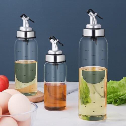 Empty Refillable Olive Oil Vinegar Soy Sauce Bottle Container Glass For Kitchen Seasoning Bottle Organizer Spout With Dropper