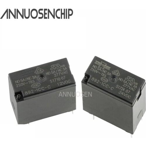 5pcs/lot Relays 892-1CC-C 12V 12VDC 892-1CC-C 24V 24VDC 5PIN 5A