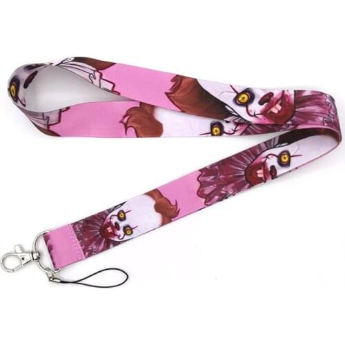 Horror Clown Soul Face Printed Neck Strap Keychain Lanyard For Keys Chain ID Mobile Phone Badge Holder Hanging Rope Accessories