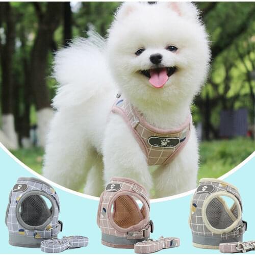 Dog Strap Haulage Rope Package Reflective Asjuatble Breathable Mesh Puppy Cat Soft Vest plaid pet dog harness vest beagle