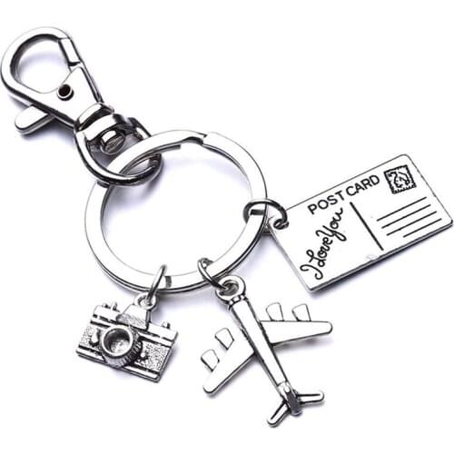 Creative and simple pendant Keychain backpack spin Keychain,airplane or postcard Keychain,camera,travel keychain Travelers gift