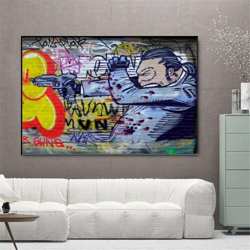 Street Abstract Art Graffiti Painting Funny Man Picture Canvas Print Modern Home Living Room Wall Decoration Poster Mural