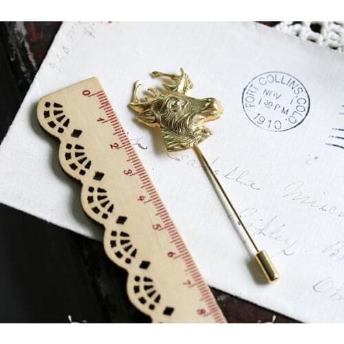 Vintage Deer Head Brooch Lapel Pin Antique Brass Copper Brooches Jewelry Handmade