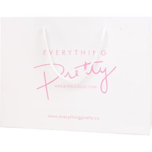 Colorful Custom Printed Paper Tote Bag Garment Clothing Hair Wig Bundles Shopping Packaging Hand Paperbag 100pc Lot