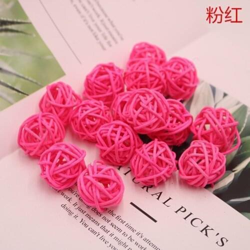 1PCS/3cm Pink Christmas Rattan Ball Decorative Stakes & Wind Spinners Yard Planter Colorful Stakes Indoor and Outdoor Decor