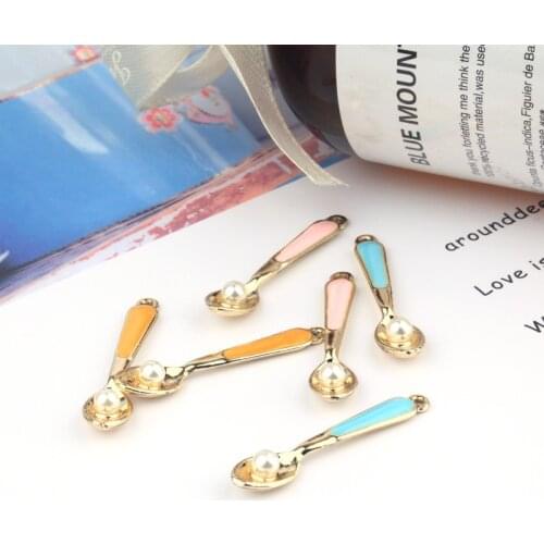 10pcs/set Pearl Glutinous rice balls Spoon Enamel Charms Fit Bracelet & Necklace Finding Floating Earrings DIY Jewelry XL637