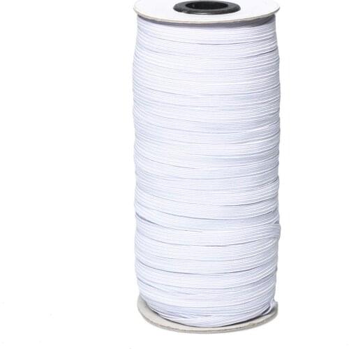 White 40m 6mm Width Braided Elastic Cord/Elastic Band/Elastic Rope/Bungee/White Heavy Stretch Knit Elastic Spool