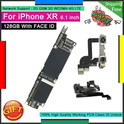 Free iCloud For IPhone XR 128GB Unlocked Motherboard Original OK Logic Board With Face ID Good Mainboard Full Function Plate
