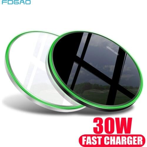 FDGAO 30W Wireless Charger For iPhone 12 11 Pro Max Mini XS XR X 8 Plus Qi Induction Fast Charging Pad for Huawei Xiaomi Samsung