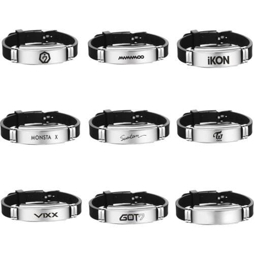 Kpop GOT7 Bracelet TWICE MAMAMOO SuperM Monsta X VIXX SEVENTEEN IKON Bracelet Stainless steel Silica gel