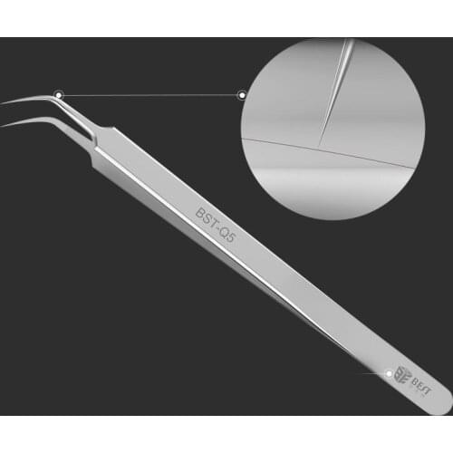 BST-Q3/Q5/18/19 Stainless Steel Superfine Pointed Fly Line Tweezers Precision Elbow Fixture For Phone & Microscope & Fingerprint