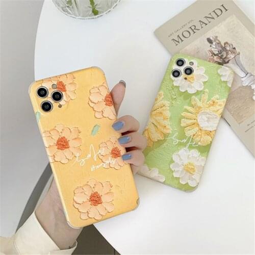 ZUIDID Oil Painting Flower Phone Case For iPhone XS MAX 11 Pro 12Mini SE 20 XR X 7 8Plus Fashion Daisy Floral Soft Cover Fundas
