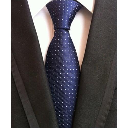 8cm Designer Spots Ties Navy Blue with White Stylish Dots Necktie to Match Shirt