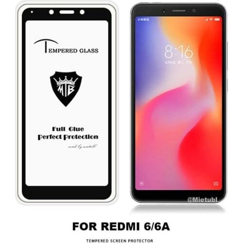 For Xiaomi Redmi 6 full AB Glue Cover Tempered Glass Screen Protector for Xiaomi Redmi 6A 6 A 5.45" Anti fingerprint film