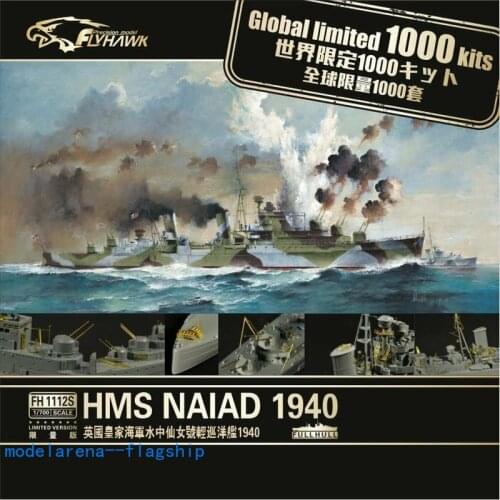 Flyhawk FH1112S 1/700 HMS Naiad 1940 Cruiser "Limited Version" Plastic Model Building Kit