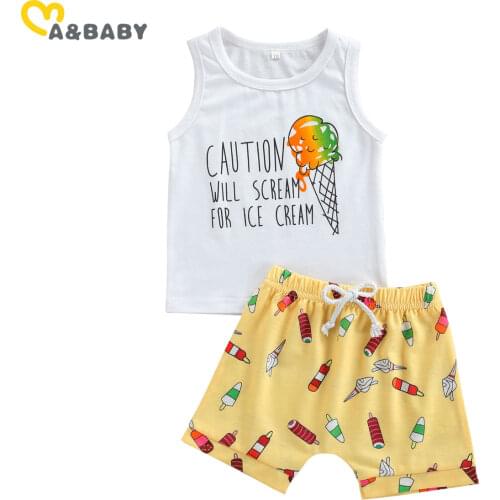 Ma&Baby 0-3Y Newborn Toddler Baby Boy Clothes Set Letter Short Sleeve T shirt Cute Ice Cream Shorts Summer Infant Boy Costumes