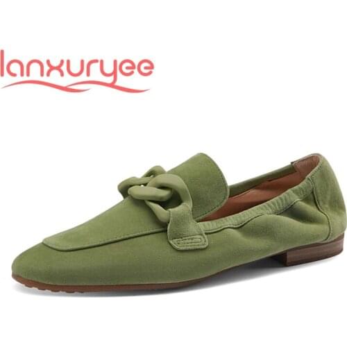 Lanxuryee sheep suede round toe low heel brand shoes handmade high quality comfortable deep mouth spring basic women pumps L58