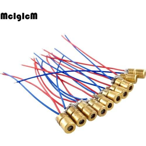 MCIGICM laser diode 100pcs 650nm 6mm 5V 5mW Adjustable Laser Dot Diode Module Red Copper Head 3v