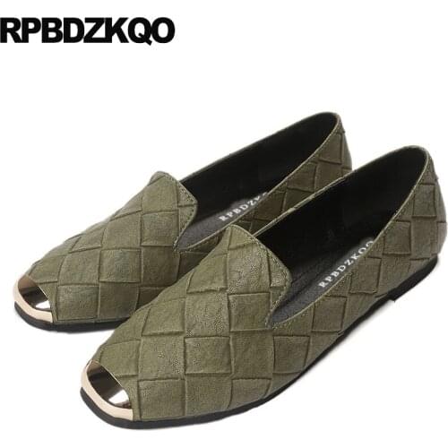 Wide Fit Shoes Ladies Gray Plus Size Green Women China 10 Loafers Plaid Casual Square Toe Metal Large Grey Walking Flats 11 2021