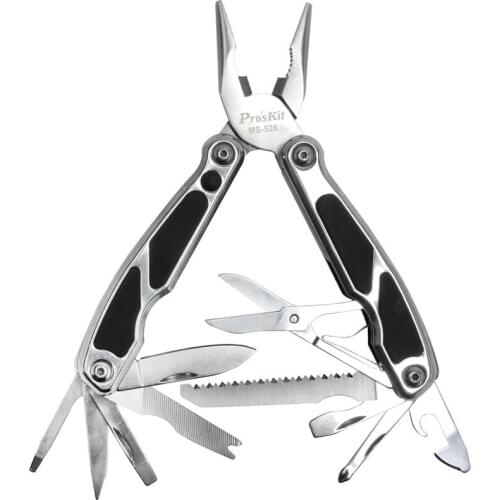 MS-526 12-in-1 stainless steel universal tool set pliers screwdriver scissors serrated knife LED light can opener