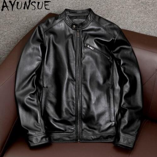 AYUNSUE 2021 New genuine Leather Jacket Men Sand Collar Real Sheepskin Coat Casaul Autumn Mens Clothing Chaqueta Cuero Hombre