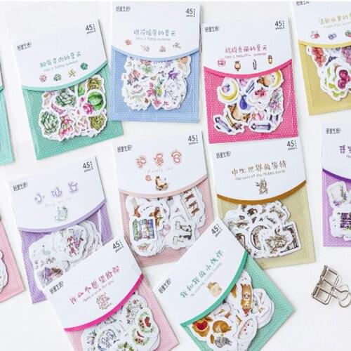 45pcs/pack Little Fairy Series Twelve Selections Stickers For Children Diary Flower Scrapbooking Korean Stickers