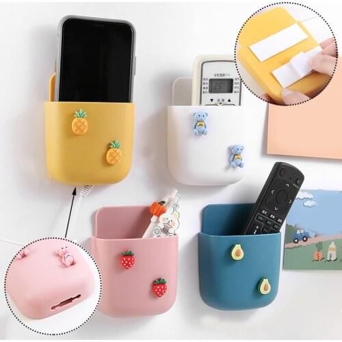 Wall-Mounted Storage Box Cartoon Remote Control Storage Box Practical Bedside Mobile Phone Hanger Stationery Storage Rack New