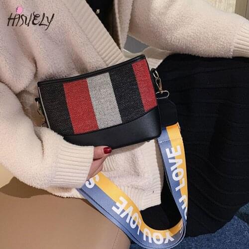 New Fashion bucket bag Crossbody Bags for Women 2021 Simple Style hit Color Leather wide Shoulder Bag Ladies Messenger Bag BG545