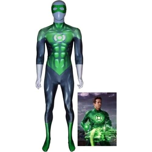 Newest Green Cosplay Costum 3D Ptinted Superhero Costume Spandex Cosplay Zentai Suit Halloween Costume with Mask