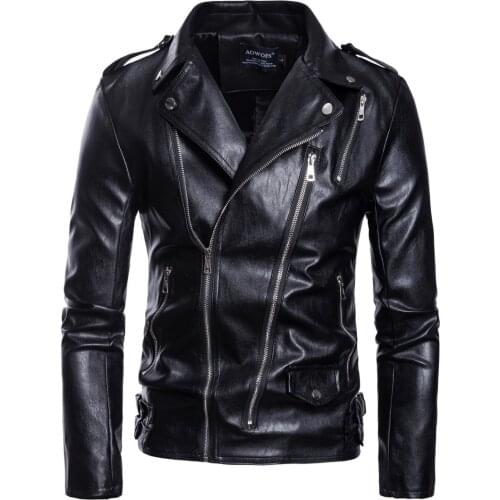 2021 spring and autumn new fashion mens jacket motorcycle large leather jacket kedora chain leather jacket